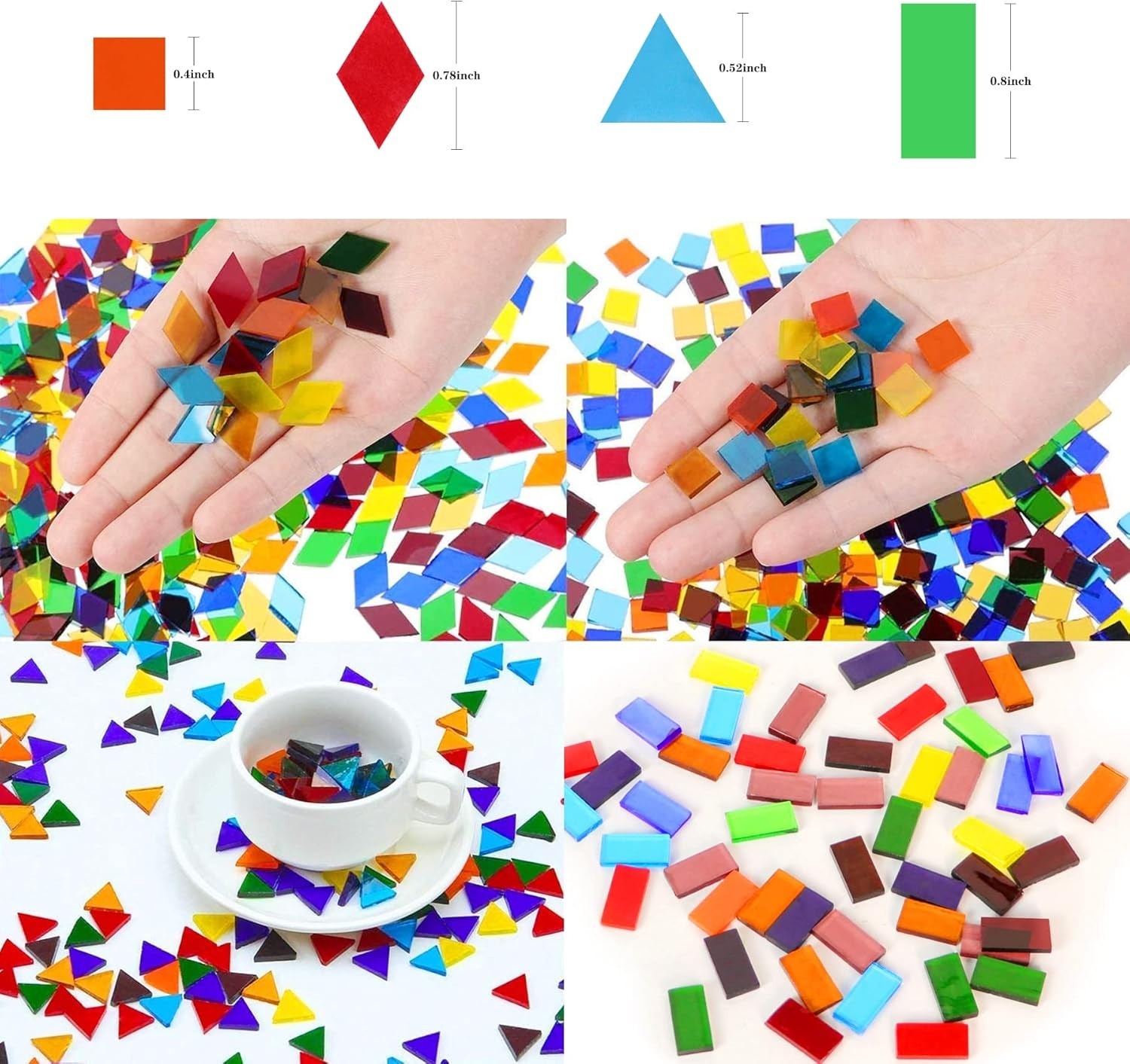 1100 Pcs Mosaic Tiles, Glass Mosaic Tiles for Crafts Bulk, Stained Mosaic Gla…